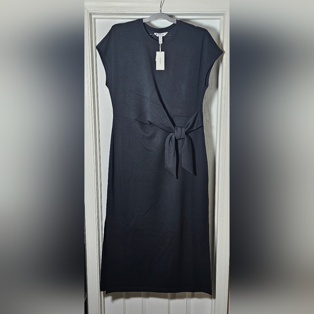 Spanx Air Essentials Maxi Tie Dress Size Large Very Black Lightweight Soft Cozy
